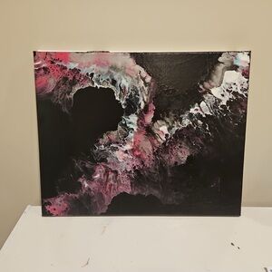 Abstract Black and Pink Canvas Art